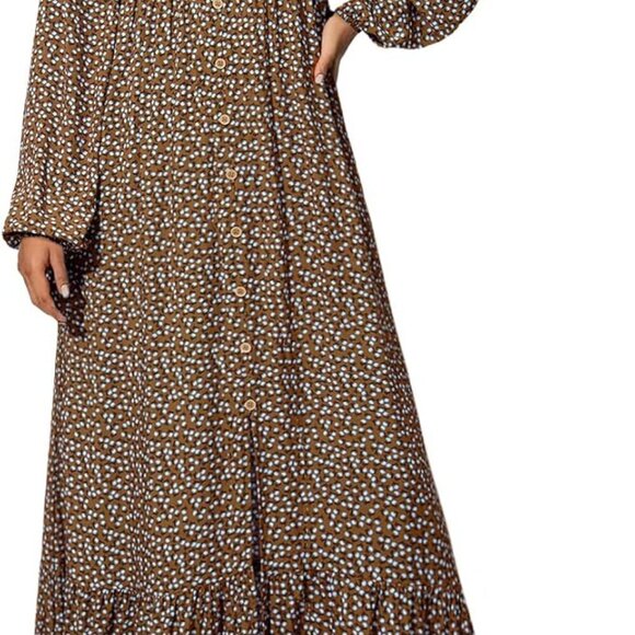 Women's Boho Floral Smocked Empire Waist Maxi Dress with Pockets -  threedaughtersproperties.com